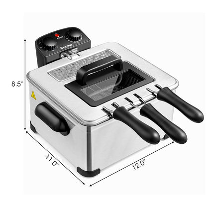 Electric Deep Fryer 5.3QT/21-Cup Stainless Steel 1700W with Triple Basket Air Fryers at Gallery Canada