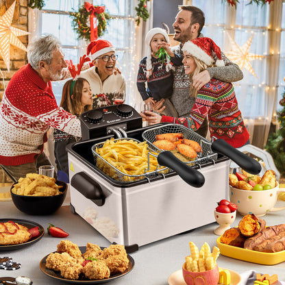 Electric Deep Fryer 5.3QT/21-Cup Stainless Steel 1700W with Triple Basket Air Fryers at Gallery Canada