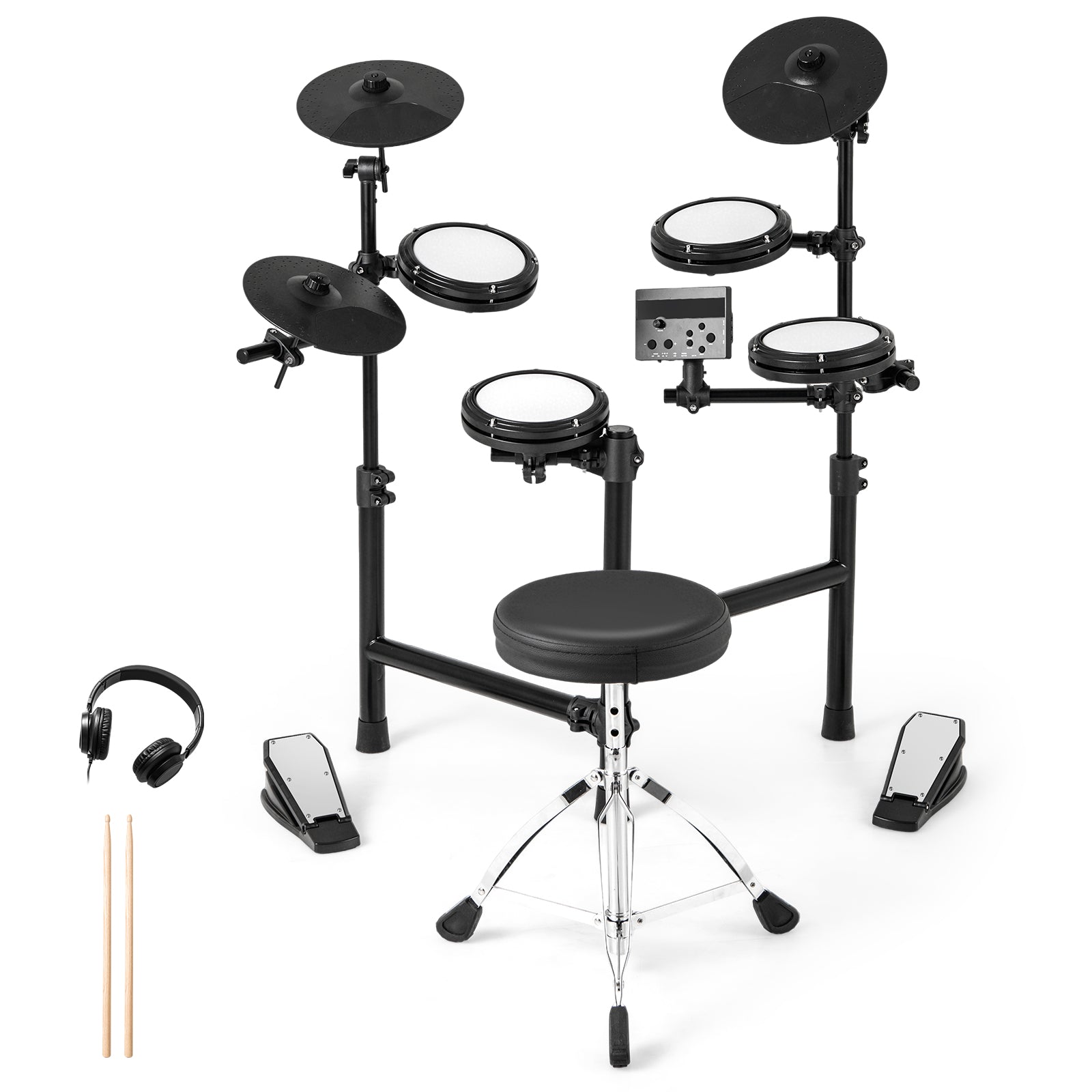 Electric Drum Set, Foldable Kit, 10 Demos, USB MIDI, 2 Drumsticks, Black Drums & Percussion at Gallery Canada