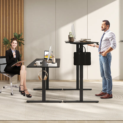 Electric Standing Desk, 3 Memory Heights, 2 Hanging Hooks, Cable Holes, Black Standing Desks at Gallery Canada