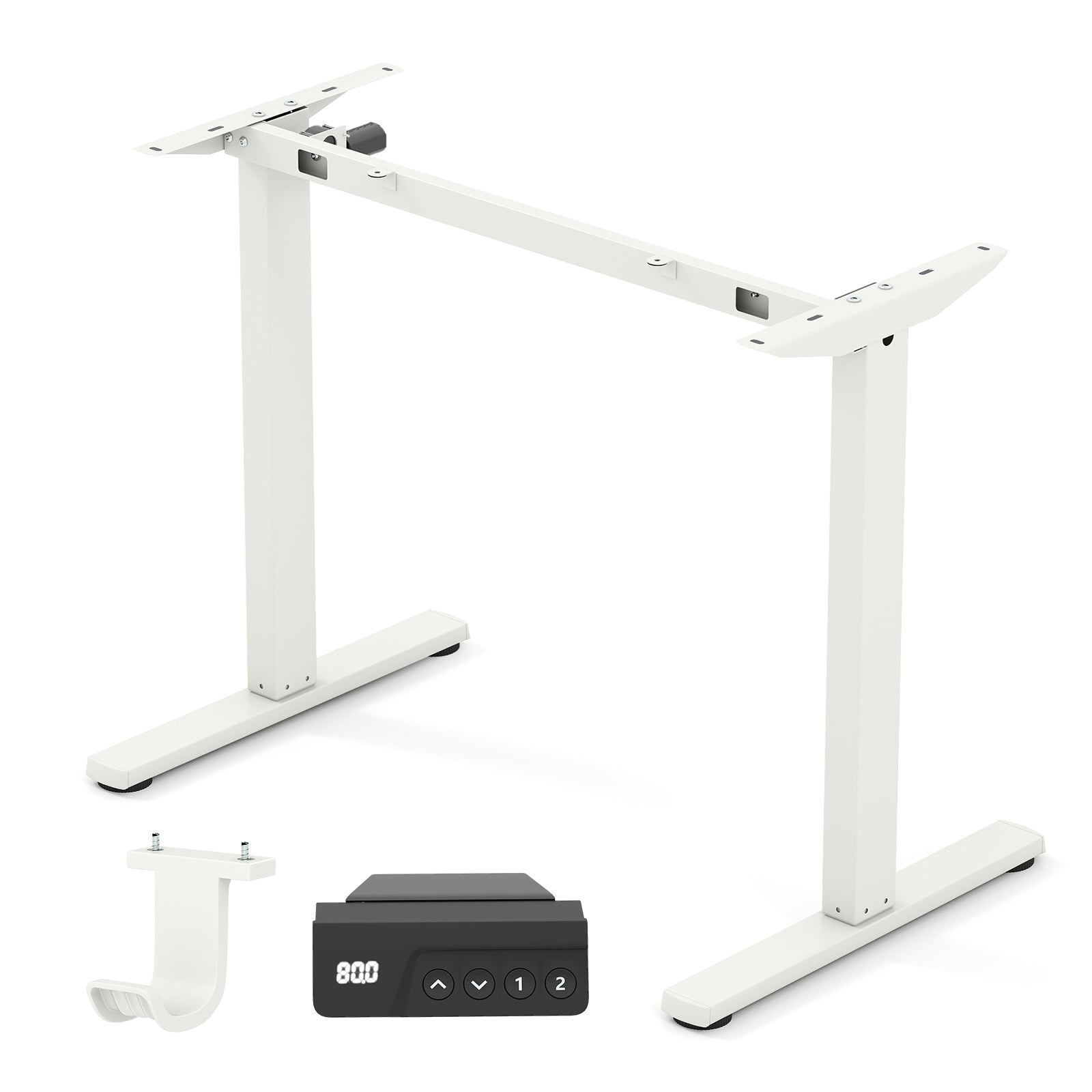 Electric Standing Desk Frame Height Adjustable Computer Desk Base with LED Display, White Standing Desks at Gallery Canada