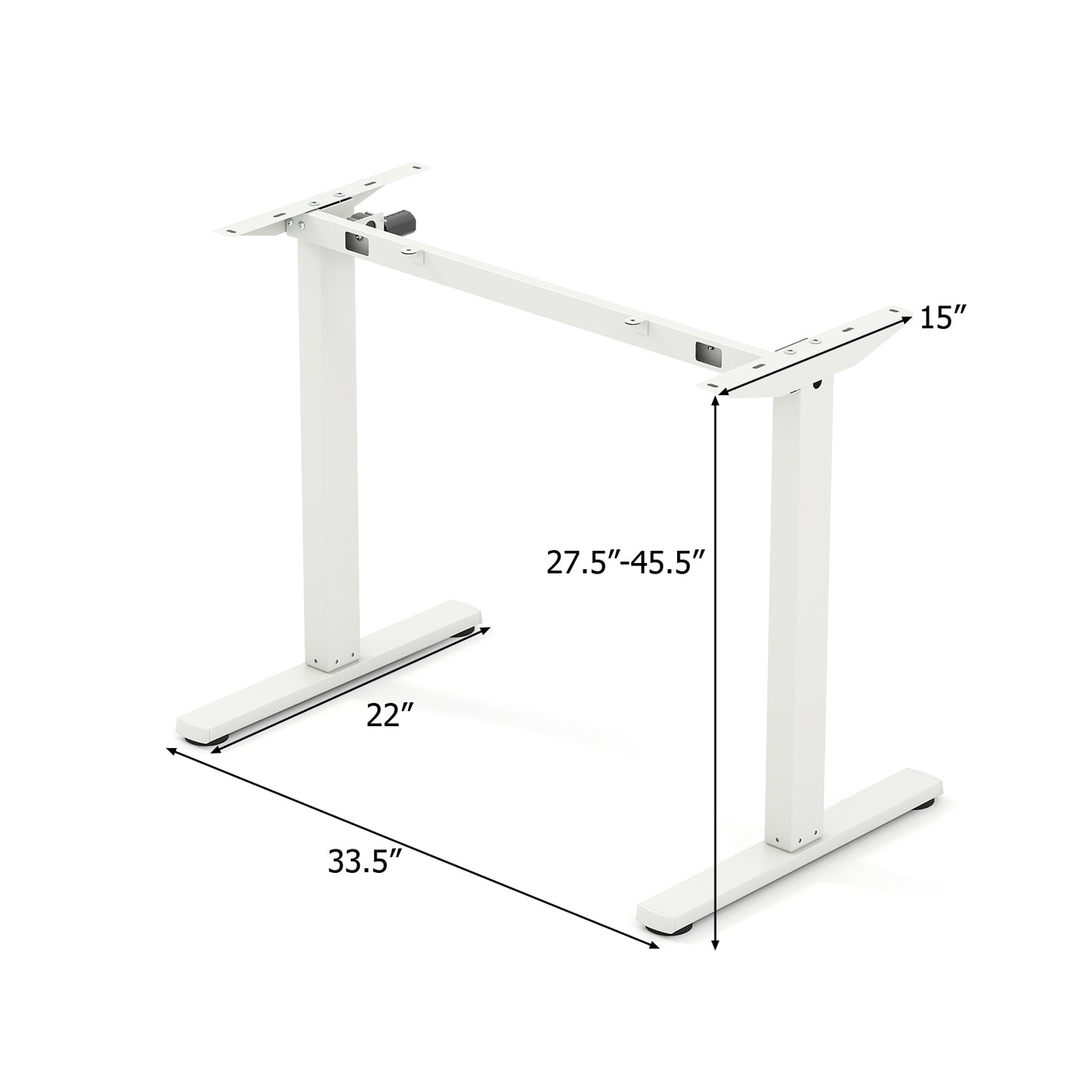 Electric Standing Desk Frame Height Adjustable Computer Desk Base with LED Display, White Standing Desks at Gallery Canada
