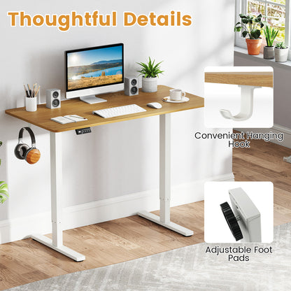 Electric Standing Desk Frame Height Adjustable Computer Desk Base with LED Display, White Standing Desks at Gallery Canada