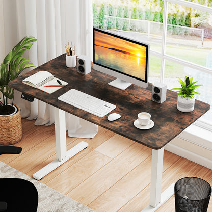 Electric Standing Desk with LED Display and 2 Memory Height Settings-CF, Rustic Brown Standing Desks at Gallery Canada