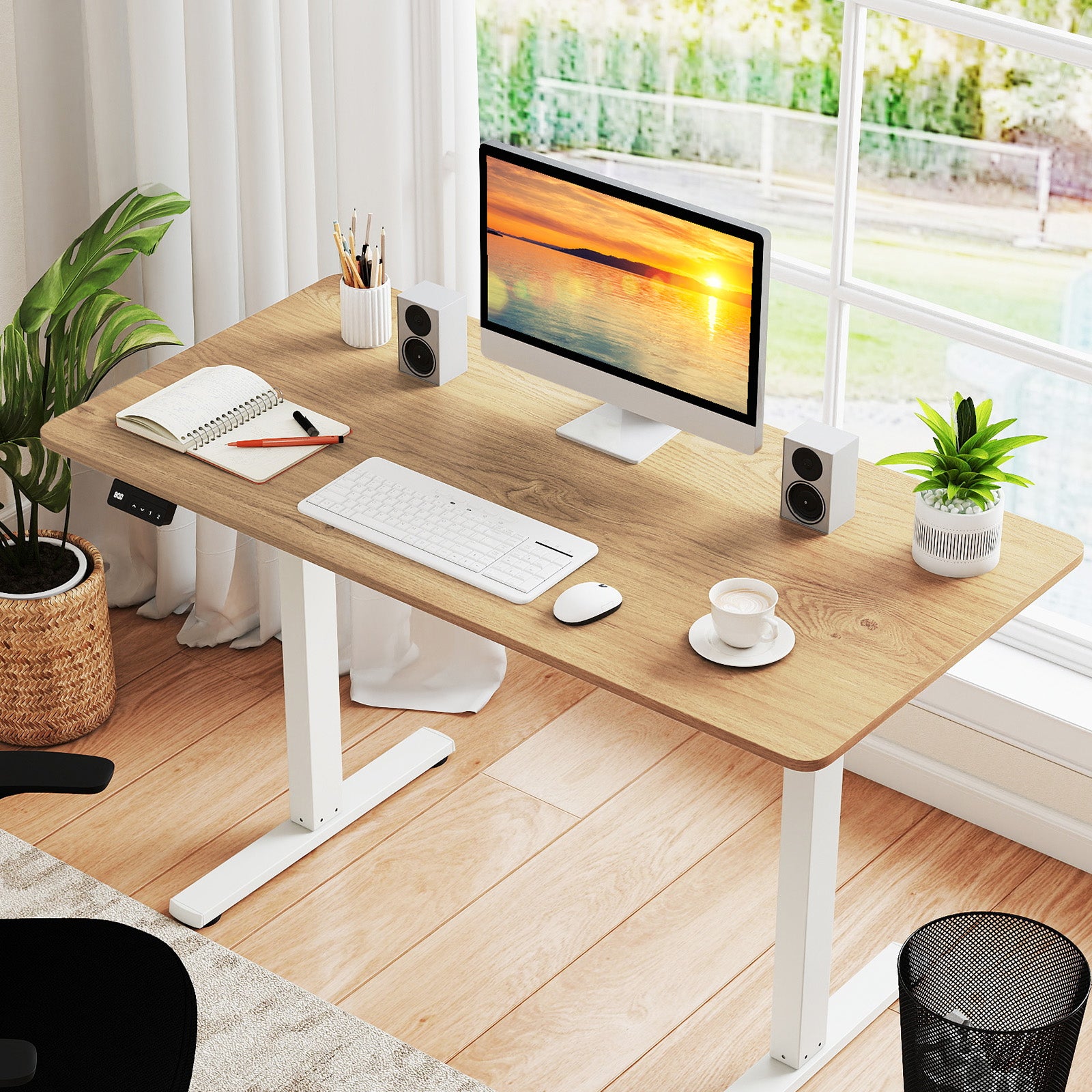 Electric Standing Desk with LED Display and 2 Memory Height Settings-NA, Natural Standing Desks at Gallery Canada