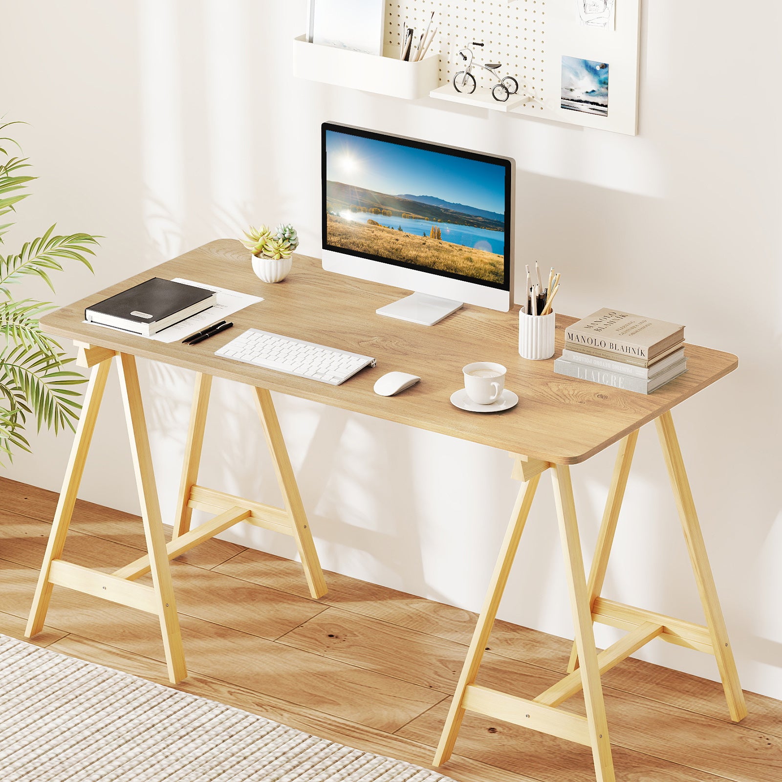 Electric Standing Desk with LED Display and 2 Memory Height Settings-NA, Natural Standing Desks at Gallery Canada