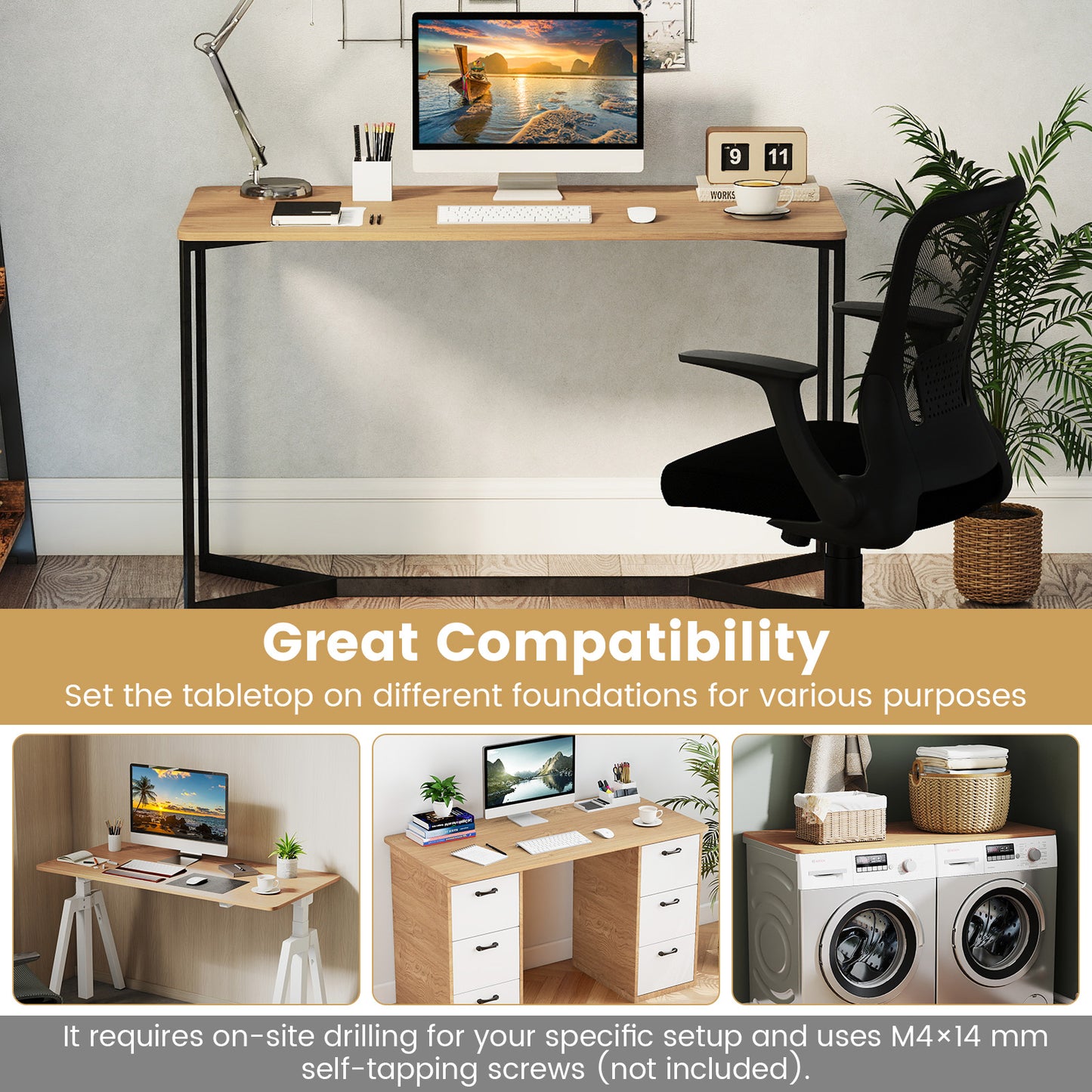 Electric Standing Desk with LED Display and 2 Memory Height Settings-NA, Natural Standing Desks at Gallery Canada