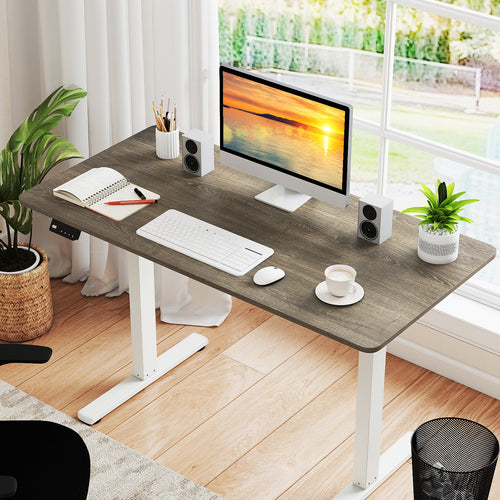 Electric Standing Desk with LED Display and 2 Memory Height Settings-OA, Gray