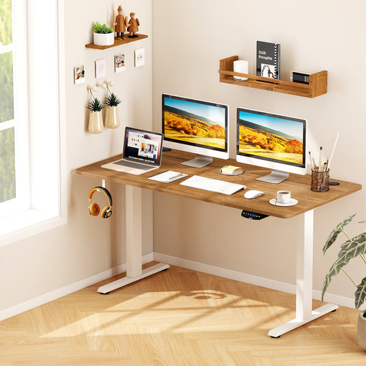 Electric Standing Desk, Height Adjustable, 3 Memory Heights, Walnut Standing Desks Walnut at Gallery Canada
