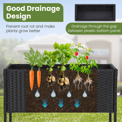 Elevated Garden Planter, Rattan Finish Bottom Shelf Raised Garden Beds at Gallery Canada