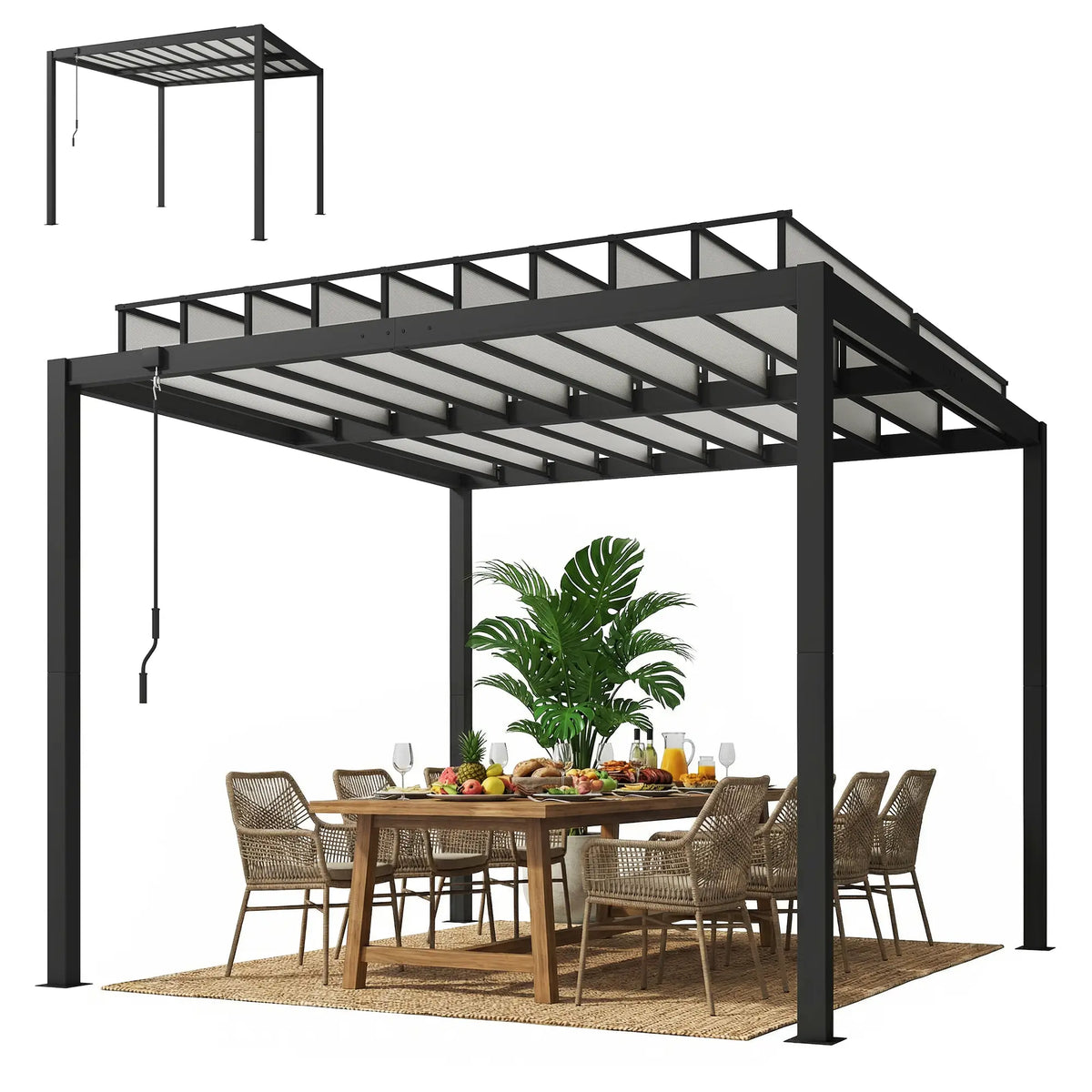 9.5 X 10 Ft Aluminum Louvered Pergola With Clear PC Roof, Clear Pergolas Clear, Dark Grey at Gallery Canada