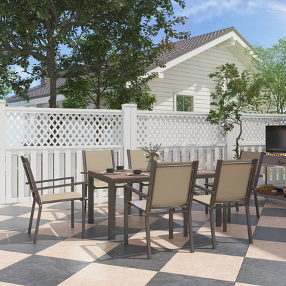 7-Piece Outdoor Dining Set With Rectangular Table & 6 Stackable Chairs Outdoor Dining Sets at Gallery Canada