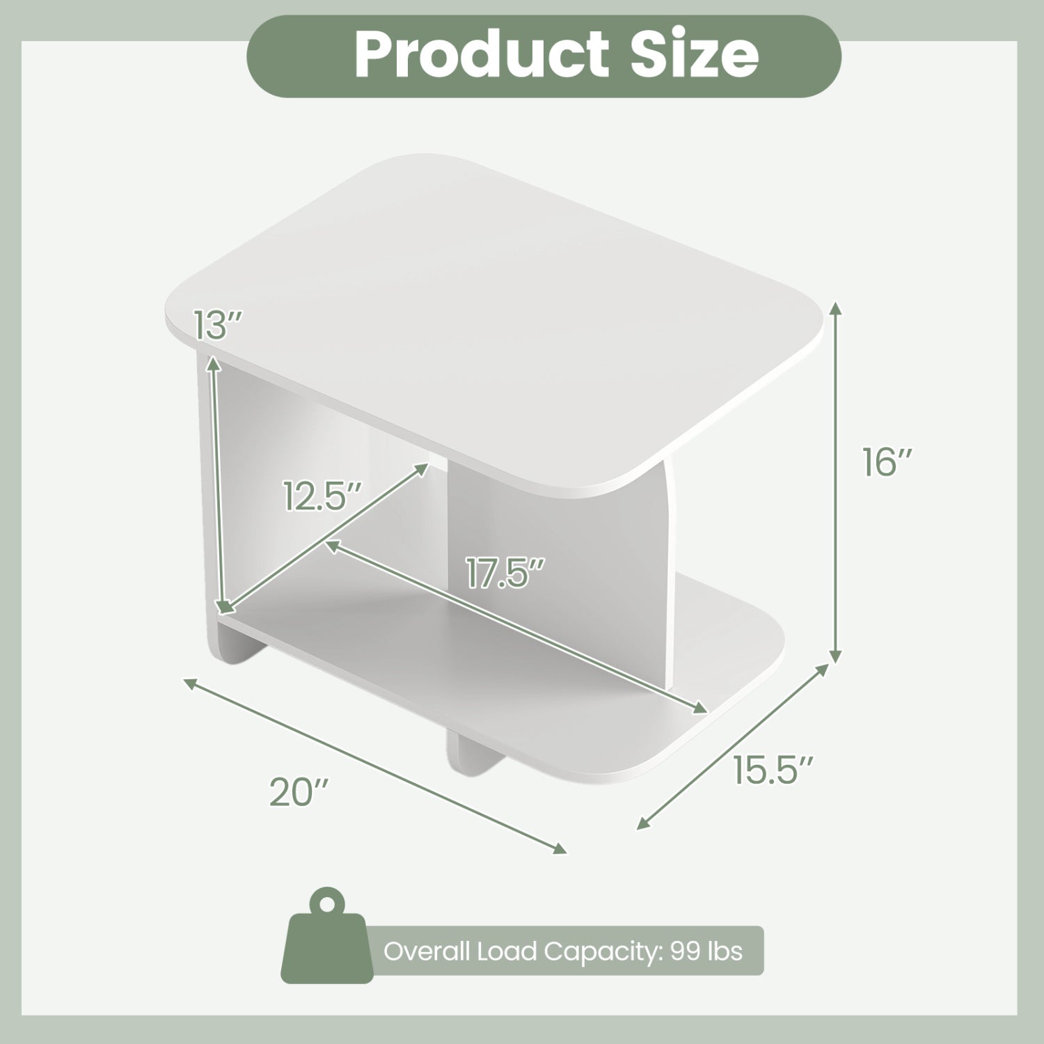 2-Tier End Table Set With Storage Shelf, White End & Side Tables at Gallery Canada