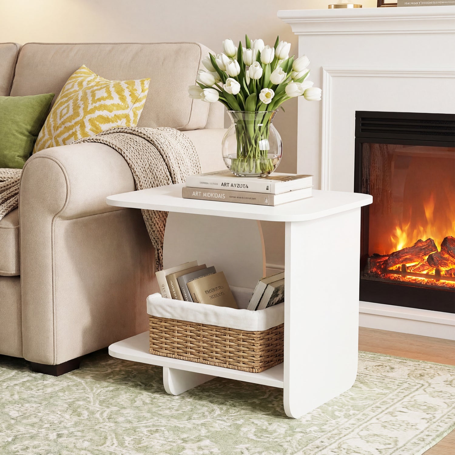 2-Tier End Table Set With Storage Shelf, White End & Side Tables at Gallery Canada