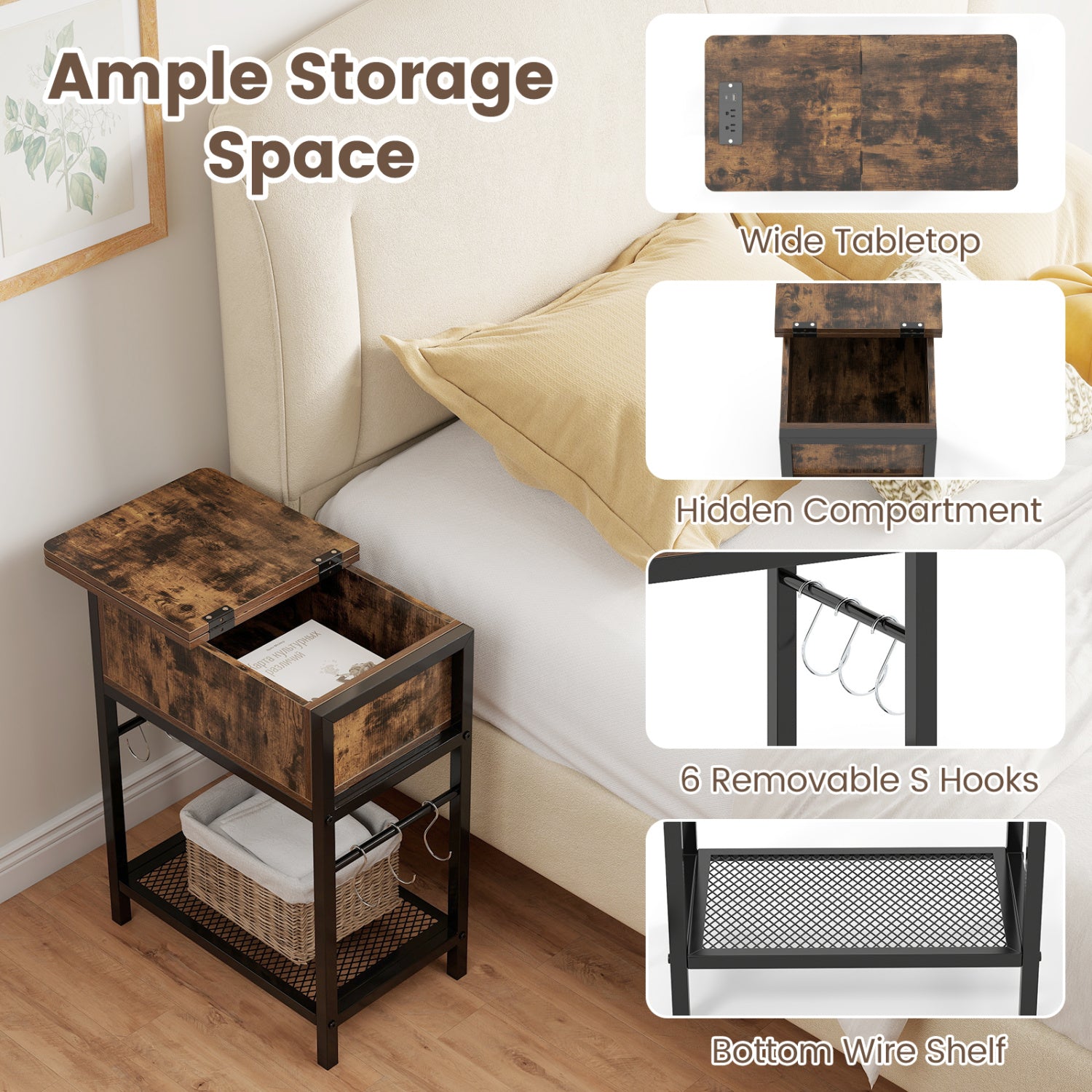 End Table With Charging Station USB Ports, Flip Top Coffee End & Side Tables at Gallery Canada