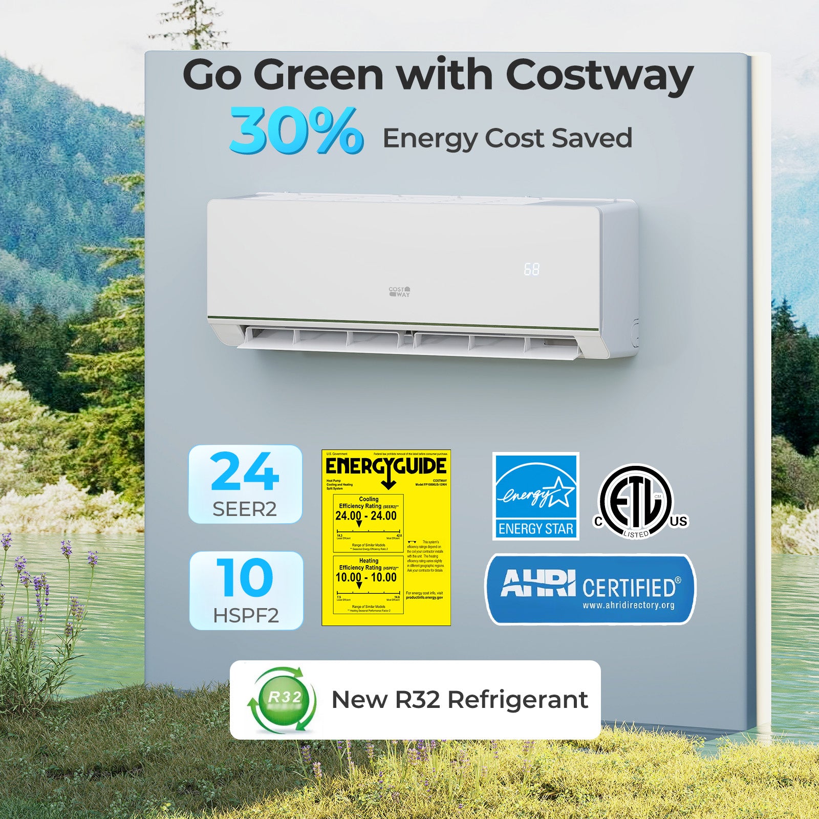 ENERGY STAR Certified 12000 BTU 24 SEER2 208-230V Mini Split Heat Pump Heating at -25℃, White Mini Split Air Conditioners at Gallery Canada