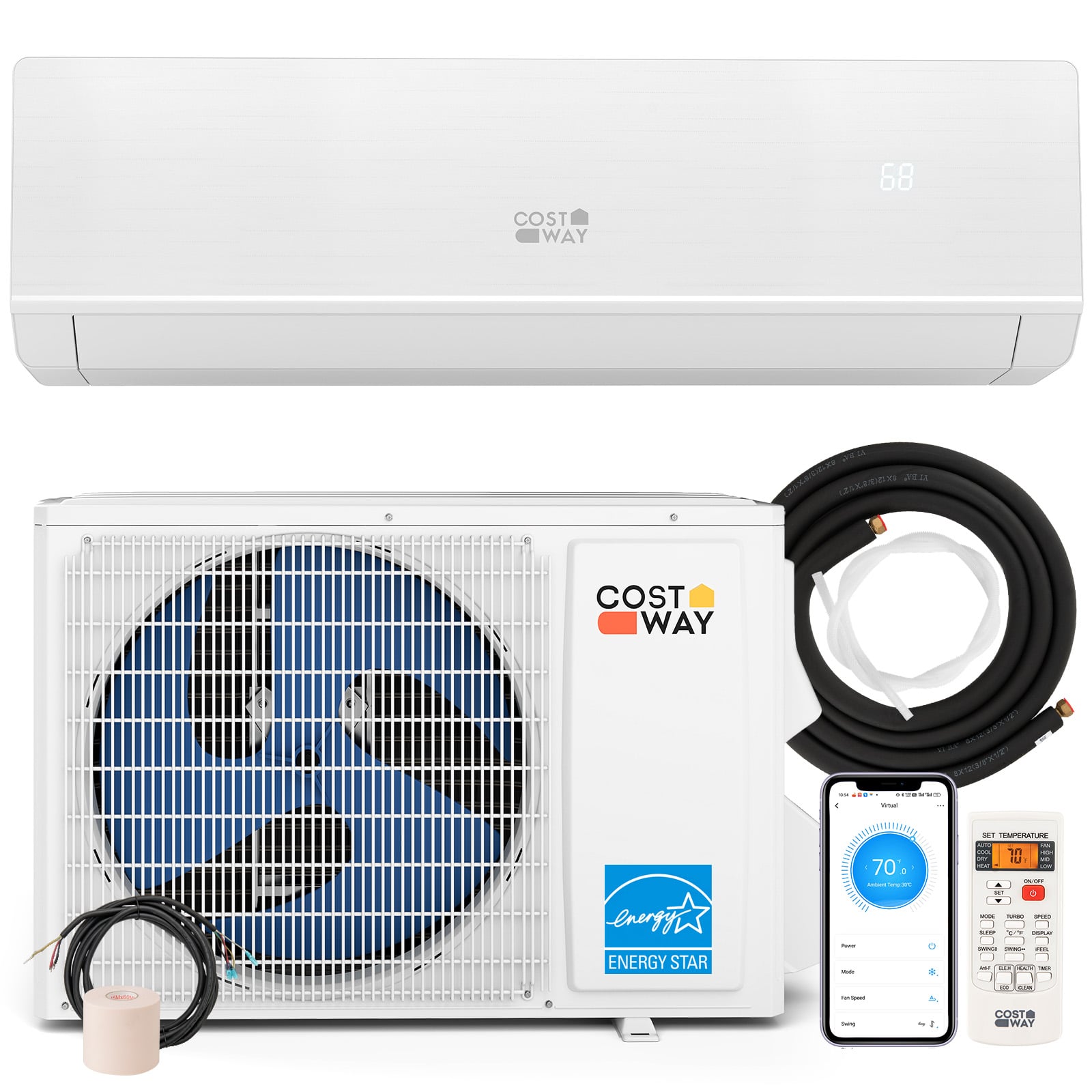 18000 BTU 25 SEER2 Mini Split Heat Pump, -25℃ Heating, White Mini Split Air Conditioners at Gallery Canada