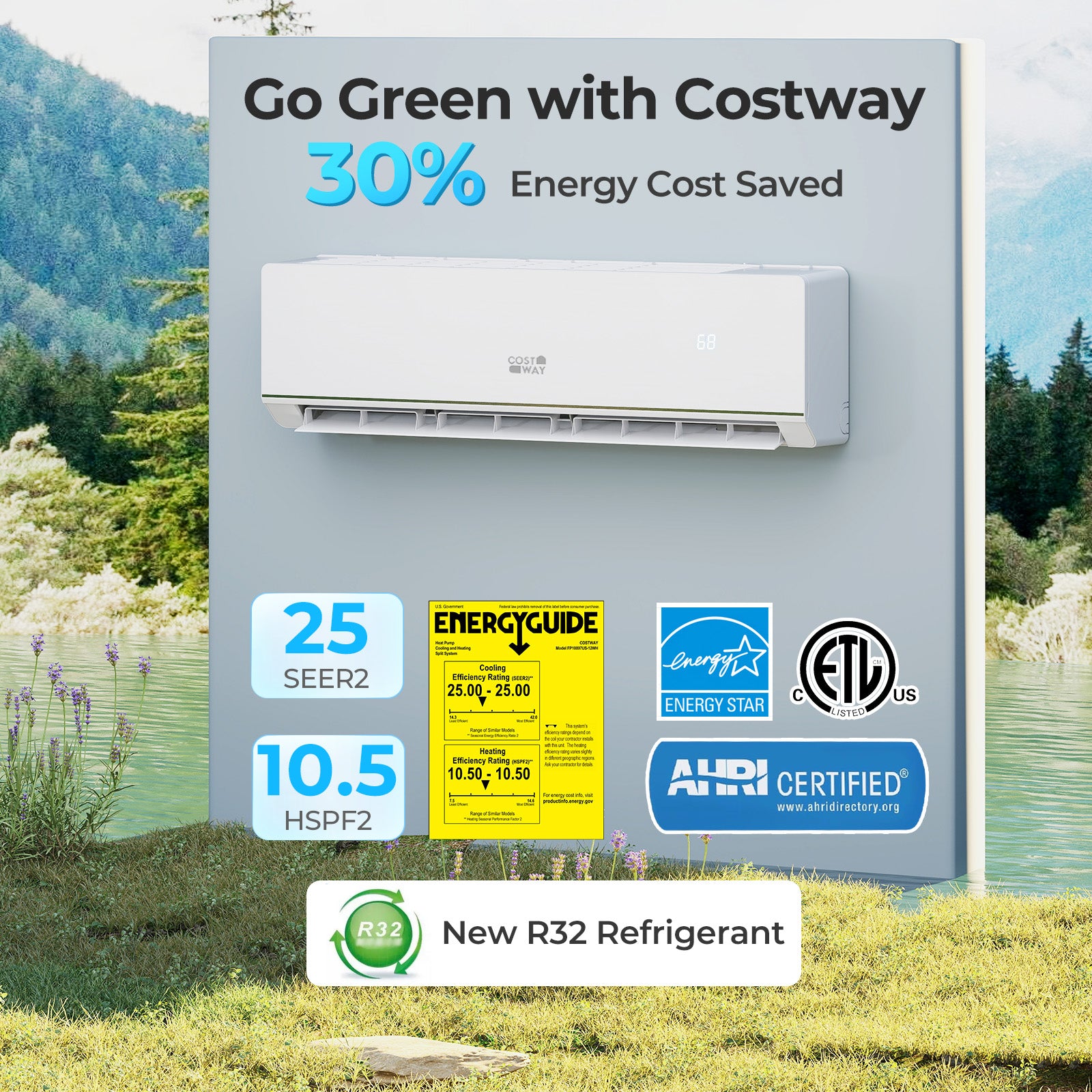 18000 BTU 25 SEER2 Mini Split Heat Pump, -25℃ Heating, White Mini Split Air Conditioners at Gallery Canada