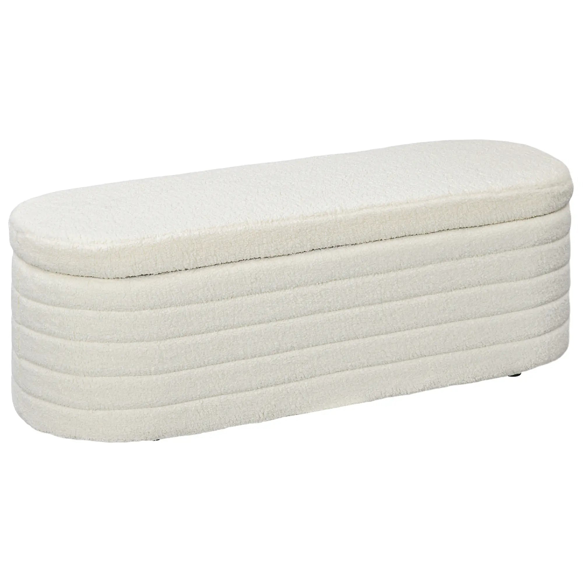 Teddy Fleece Upholstered Bed Bench, 116 cm, Cream White, Cream White Storage Ottomans & Benches at Gallery Canada