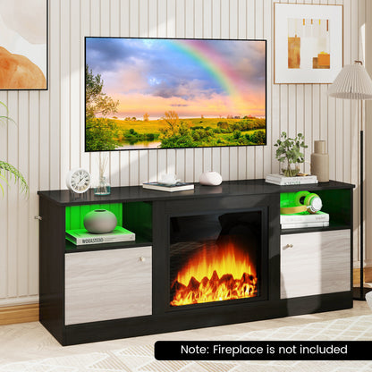 Entertainment Center with Adjustable Shelf & Open Compartment for 65” TVs, Black Entertainment Centers & TV Stands at Gallery Canada
