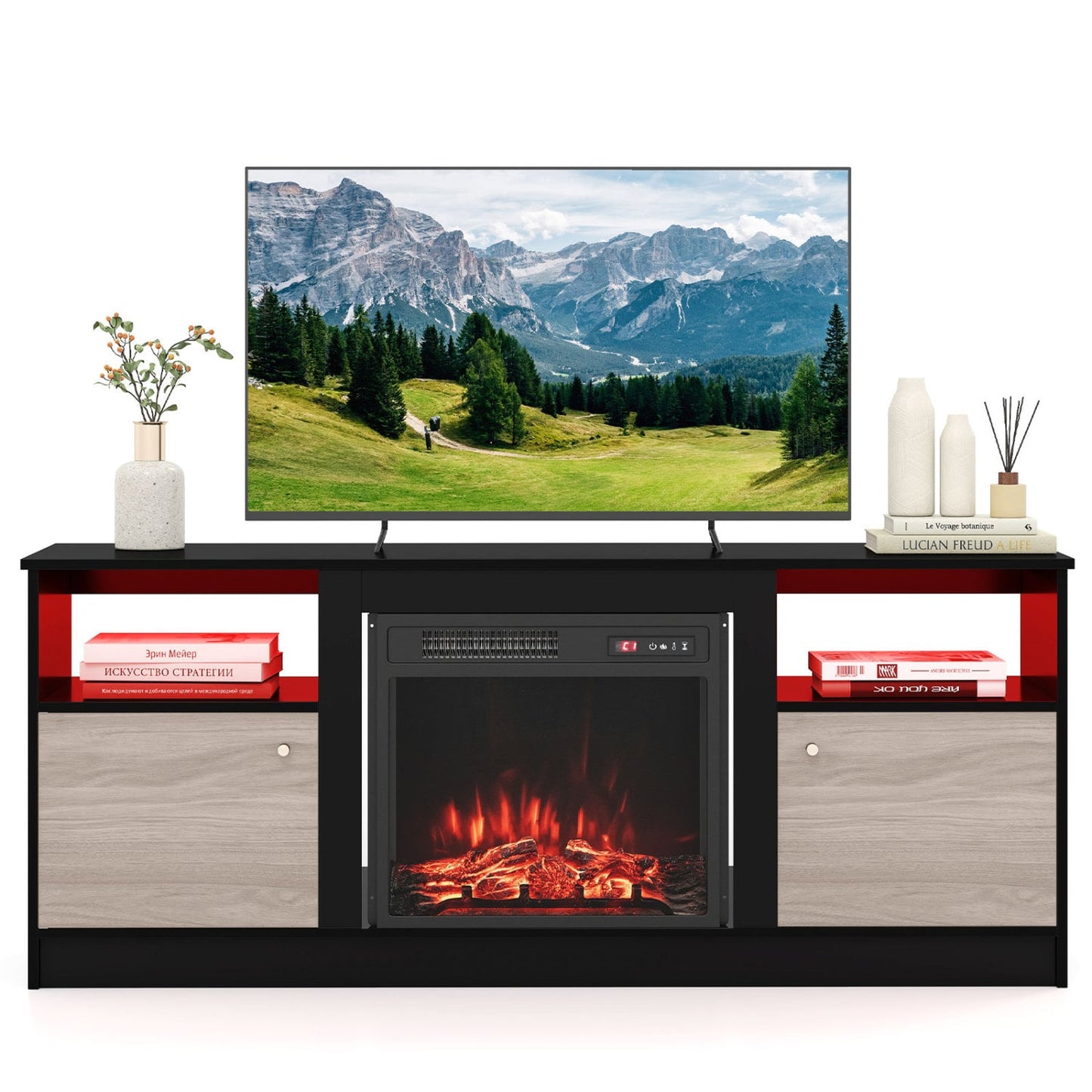 Entertainment Center for 65" TVs, Multicolor