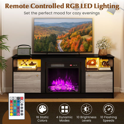 Entertainment Center for 65" TVs, Multicolor