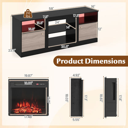 Entertainment Center for 65" TVs, Multicolor