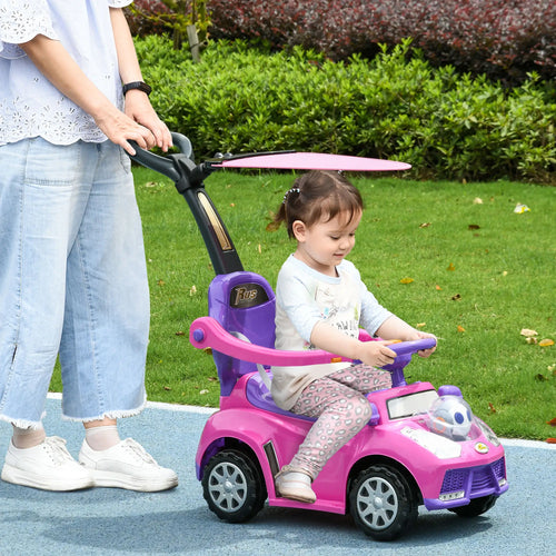 3 in 1 Kids Push Car, Toddler Sliding, Foot to Floor, Pink