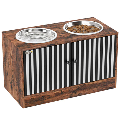 Raised Dog Bowls, Slow Feeder, 2 Stainless Steel Bowls, Rustic Brown Dog Bowls at Gallery Canada