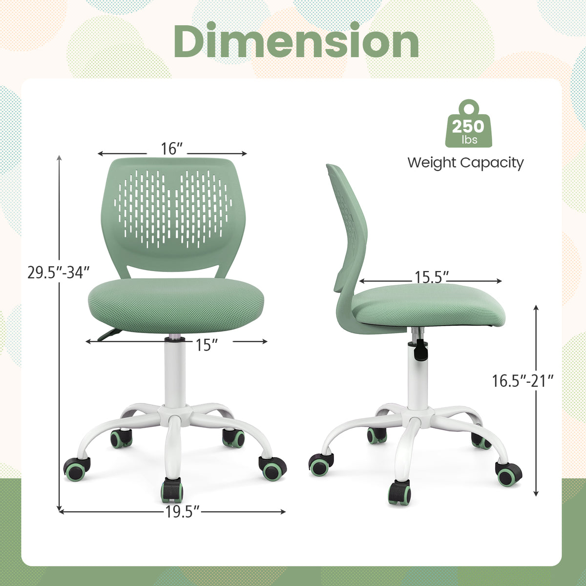 Adjustable Height Ergonomic Children Study Chair, Green Kids Chairs & Seating at Gallery Canada