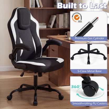 Ergonomic Computer Office Chair with 90° Flip-up Armrests, Black Ergonomic Chairs at Gallery Canada