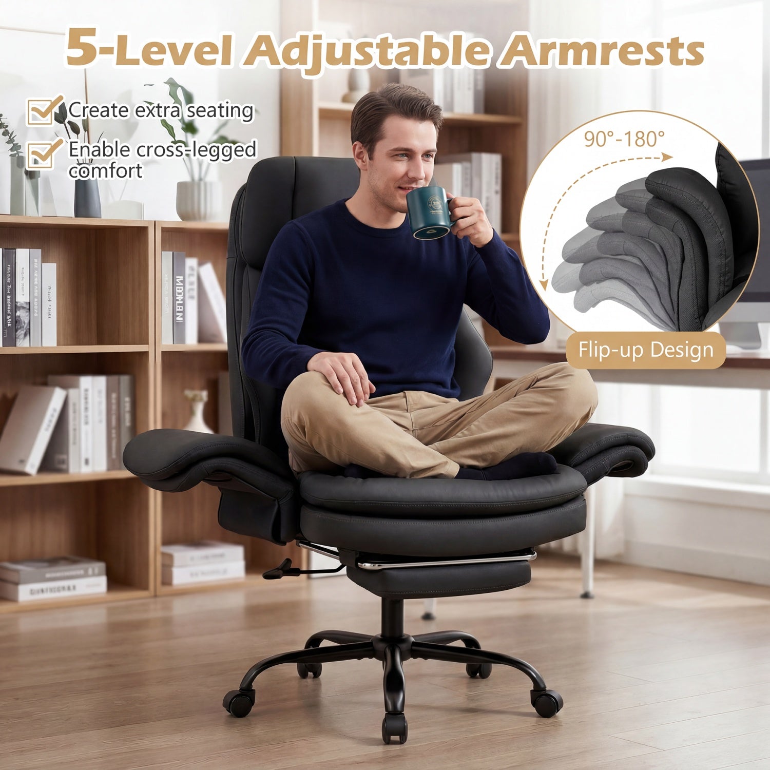 Ergonomic Cross Legged Office Chair, Big And Tall, Black Big and Tall Chairs at Gallery Canada