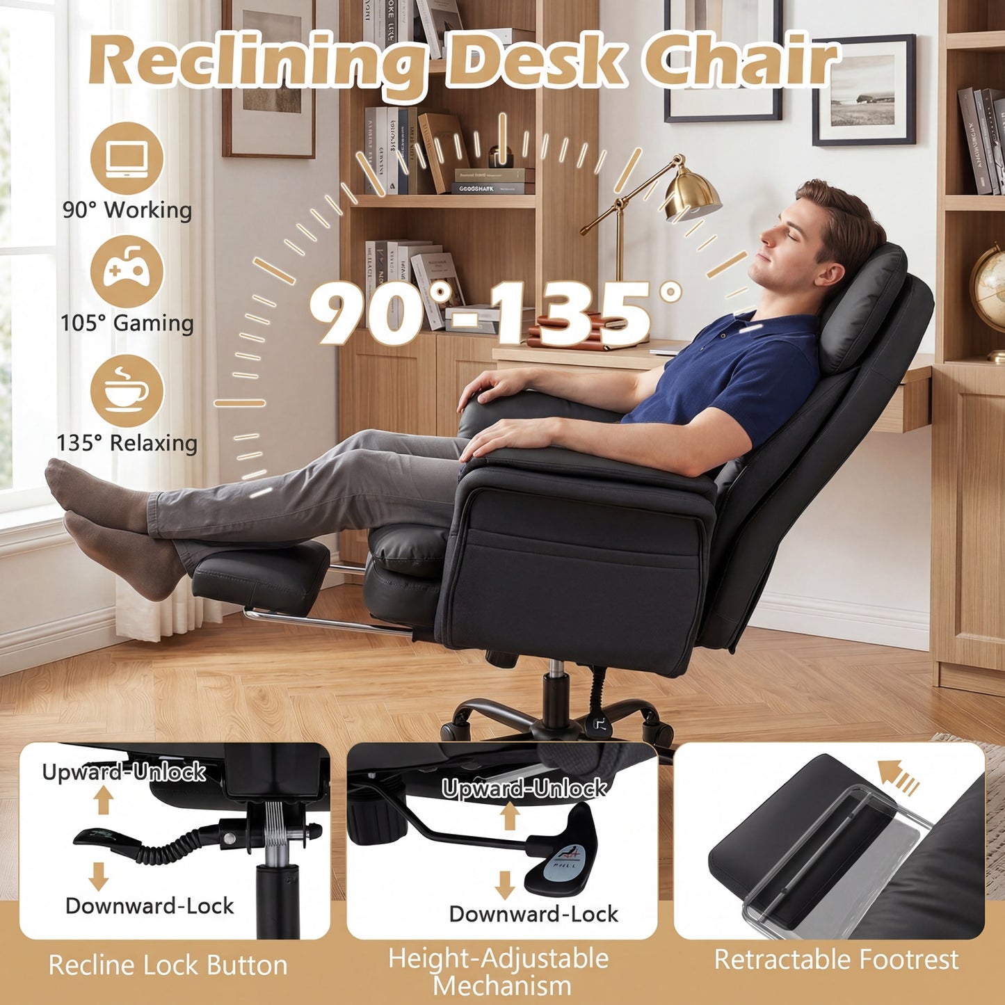 Ergonomic Cross Legged Office Chair, Big And Tall, Black Big and Tall Chairs at Gallery Canada