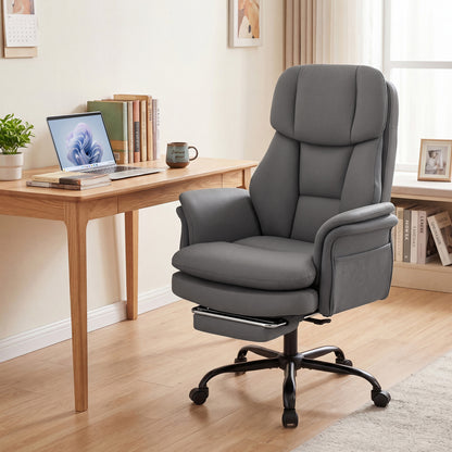 Ergonomic Cross Legged Office Chair with Retractable Footrest, Gray Big and Tall Chairs at Gallery Canada