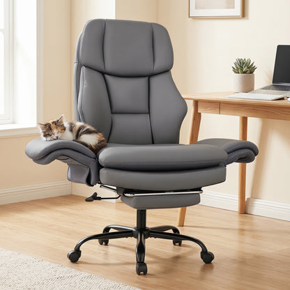 Ergonomic Cross Legged Office Chair with Retractable Footrest, Gray Big and Tall Chairs at Gallery Canada