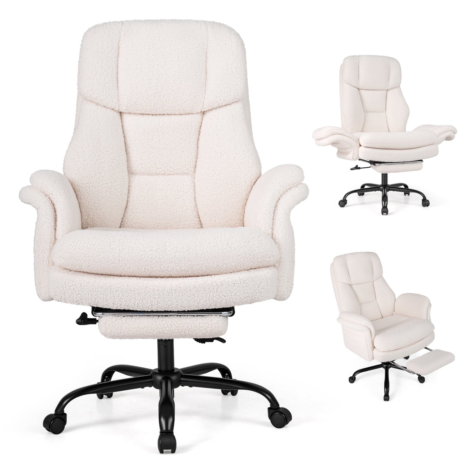Ergonomic Cross Legged Office Chair, White Big and Tall Chairs White at Gallery Canada