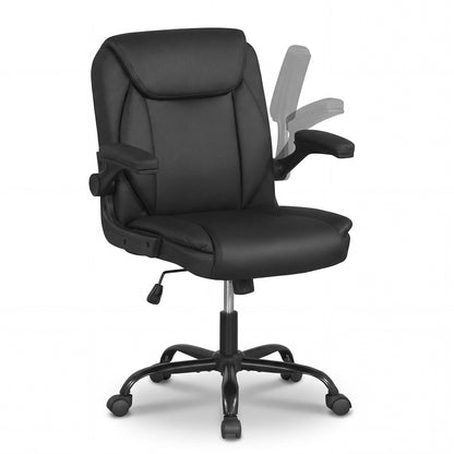 Ergonomic Leather Office Chair, Flip-Up Armrests, Rocking, Black Ergonomic Chairs at Gallery Canada