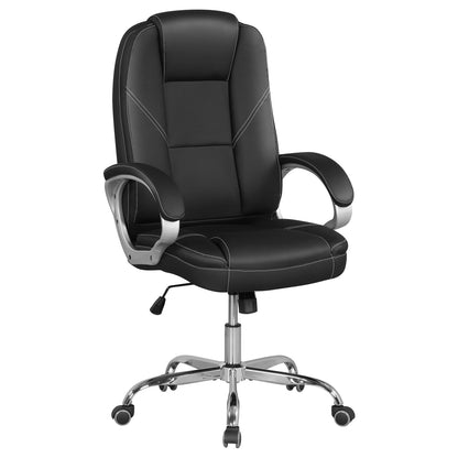 Ergonomic Leather Office Chair, Padded Armrests, Rocking Backrest, Black Ergonomic Chairs Black at Gallery Canada