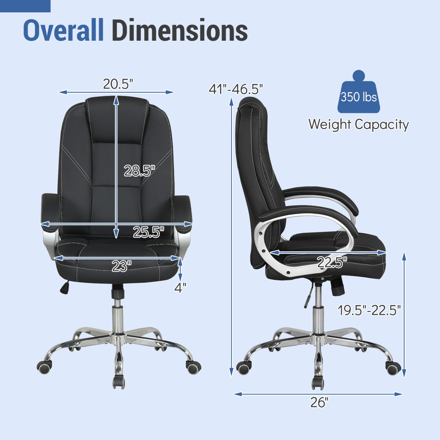 Ergonomic Leather Office Chair, Padded Armrests, Rocking Backrest, Black Ergonomic Chairs at Gallery Canada