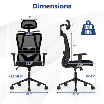 Ergonomic Office Chair, 3D Headrest, Reclining Backrest, Black Ergonomic Chairs at Gallery Canada
