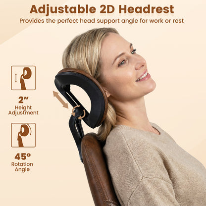 Ergonomic Office Chair Computer Desk Chair with 2D Headrest and Rocking Backrest, Brown Ergonomic Chairs at Gallery Canada