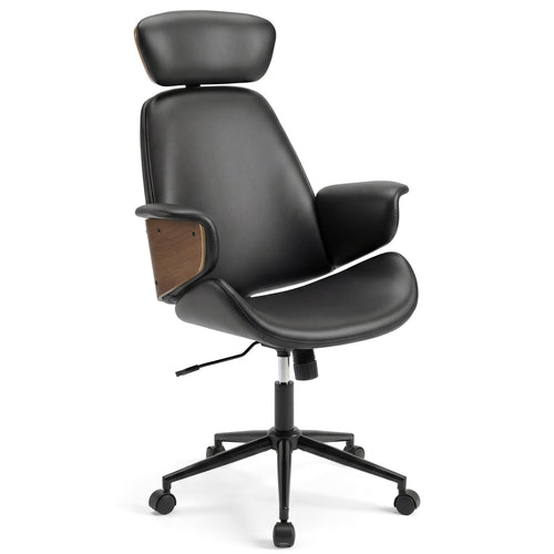Ergonomic Office Chair With Headrest, Adjustable Height, Black