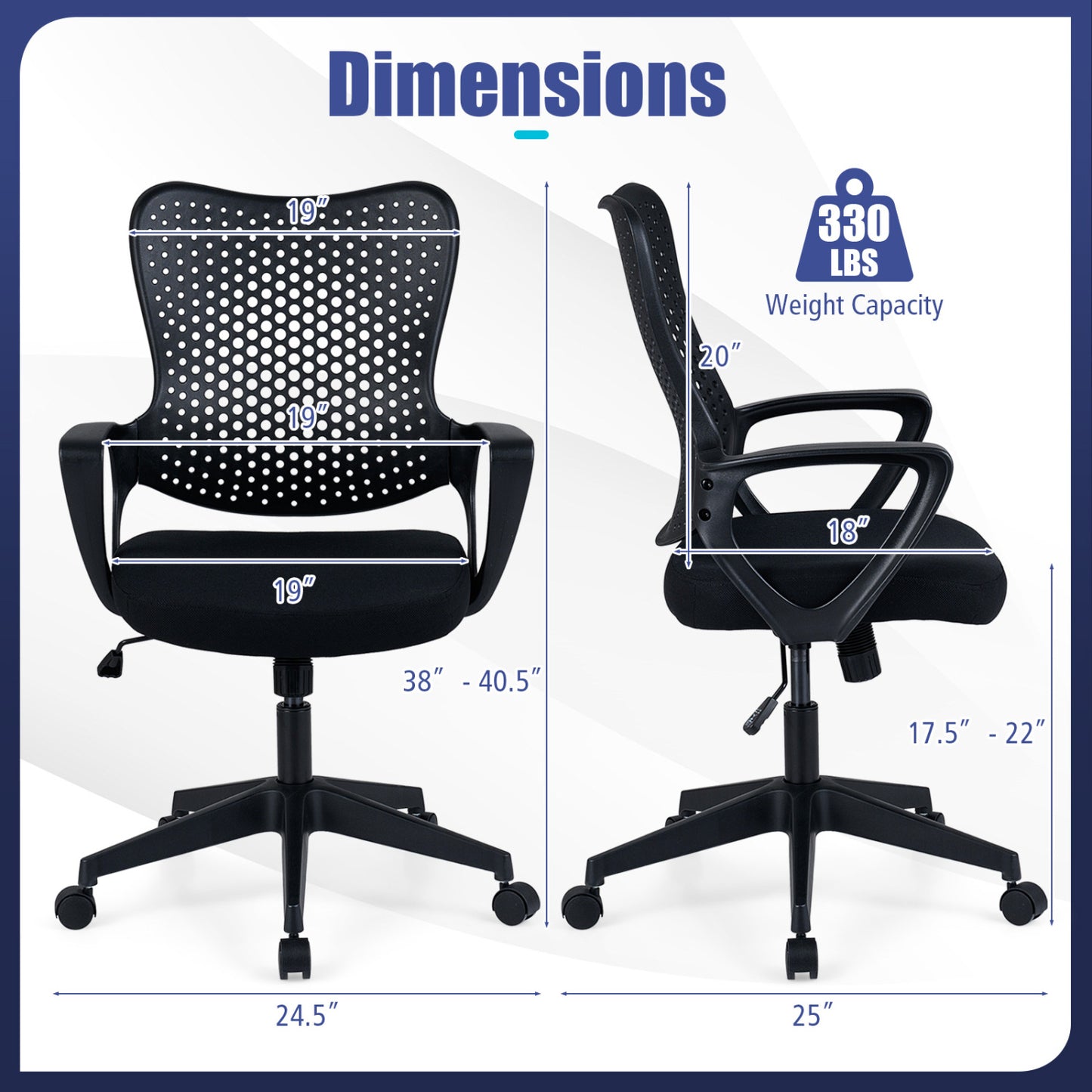 Ergonomic Office Chair, Adjustable Computer Desk Chair, Black Ergonomic Chairs at Gallery Canada