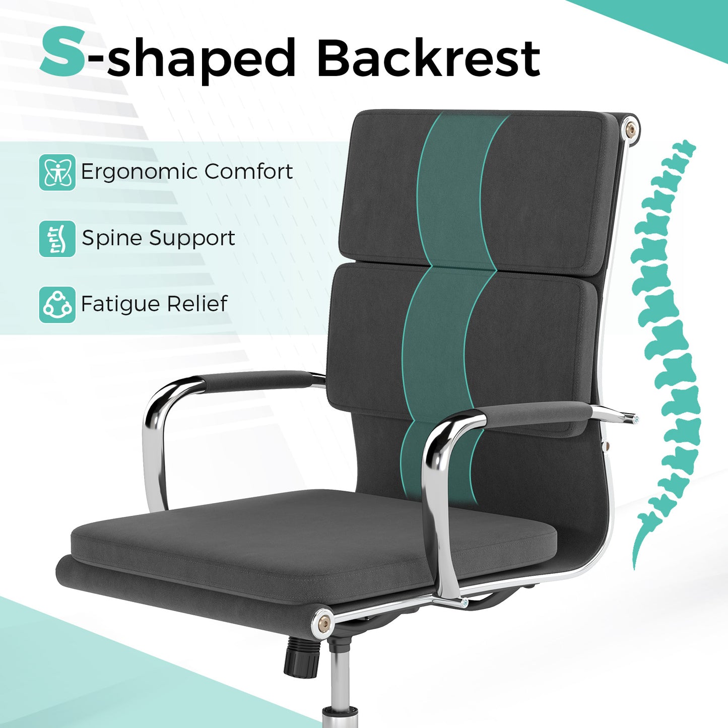 Ergonomic Office Chair, Rocking Backrest, Height Adjustable Seat, Gray Leisure Chairs at Gallery Canada