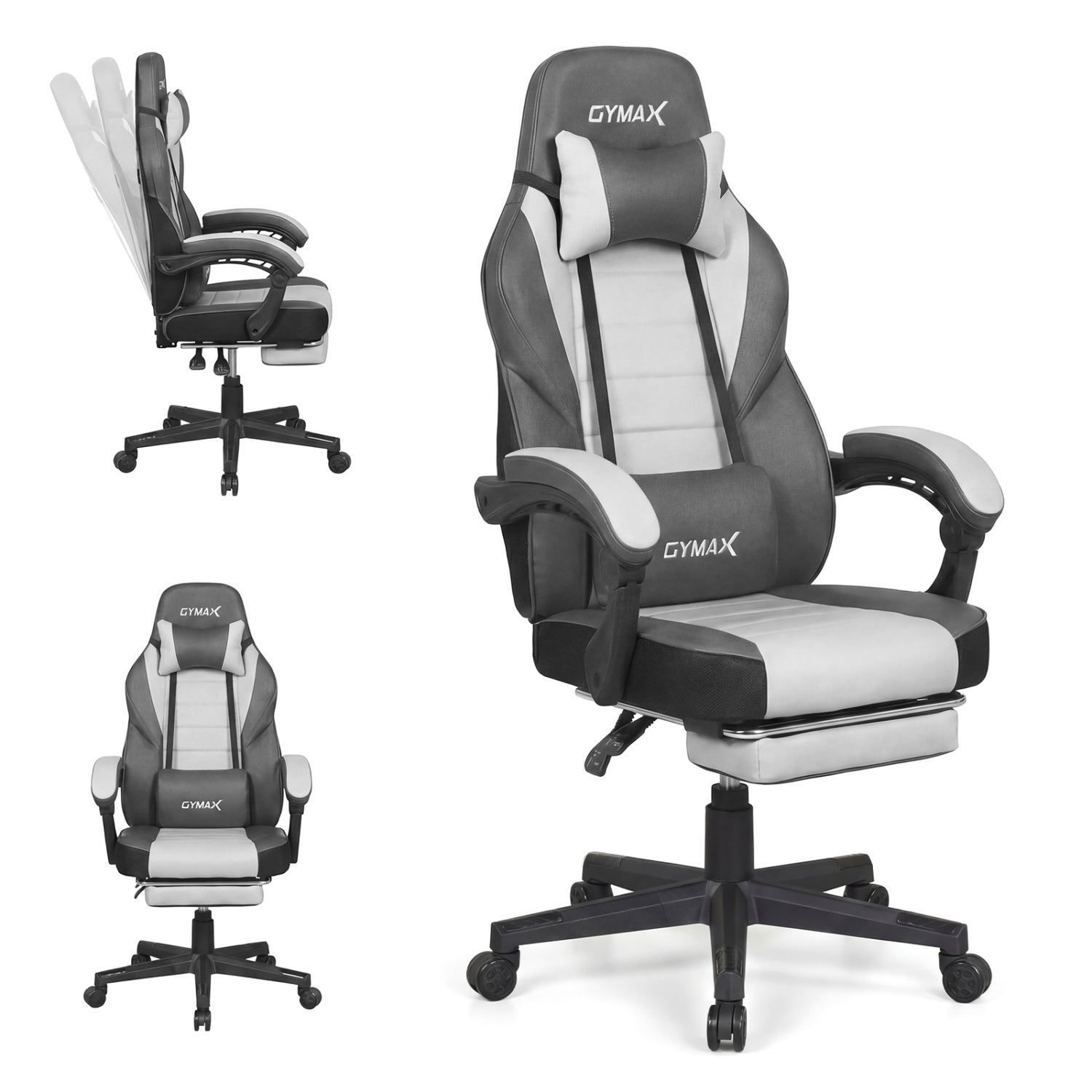 Ergonomic Gaming Chair With Headrest, Reclining Backrest, Gray Gaming Chairs at Gallery Canada