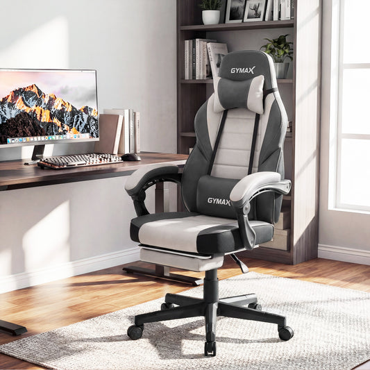 Ergonomic Gaming Chair With Headrest, Reclining Backrest, Gray Gaming Chairs Gray at Gallery Canada