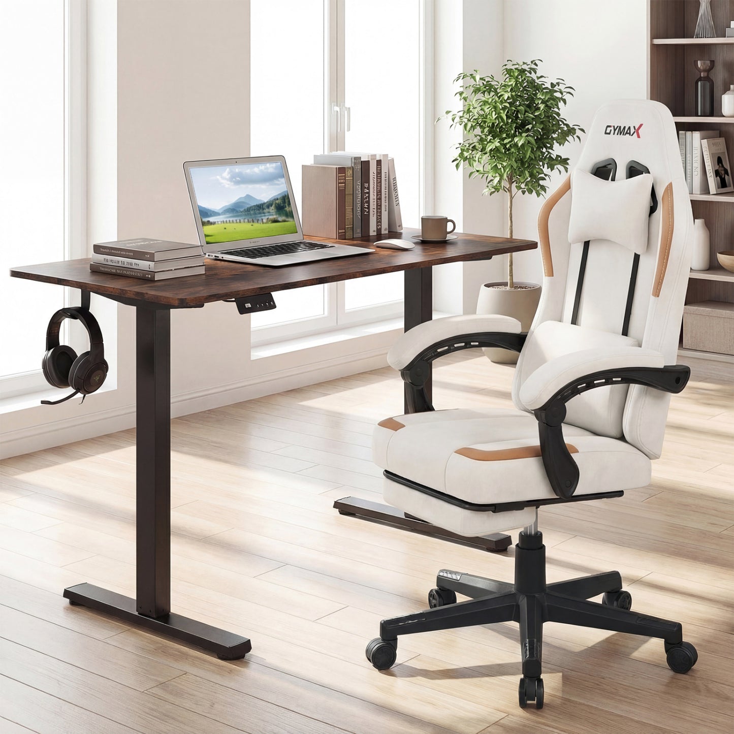 Ergonomic Video Game Chair With Headrest, Beige Gaming Chairs at Gallery Canada