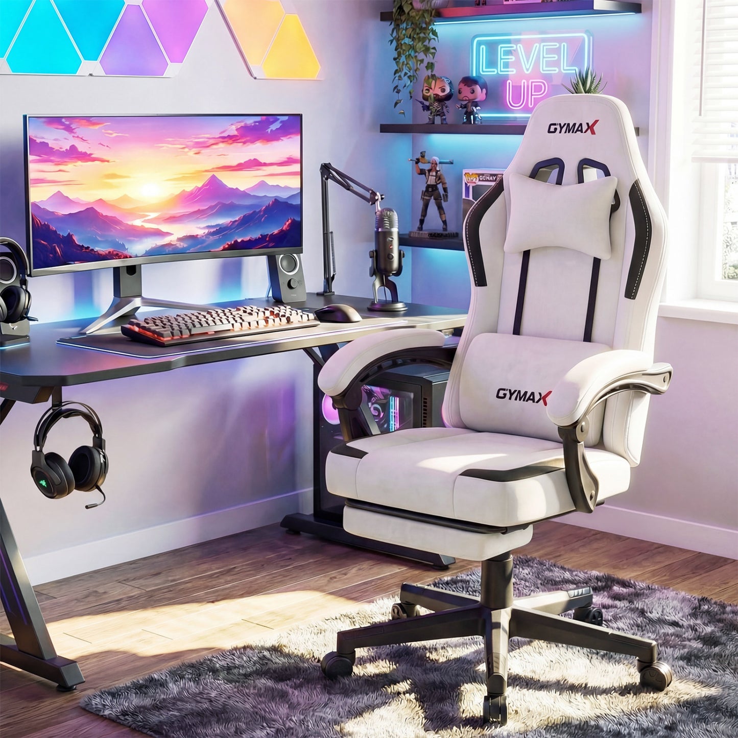 Ergonomic Video Game Chair With Headrest, Gray Gaming Chairs at Gallery Canada