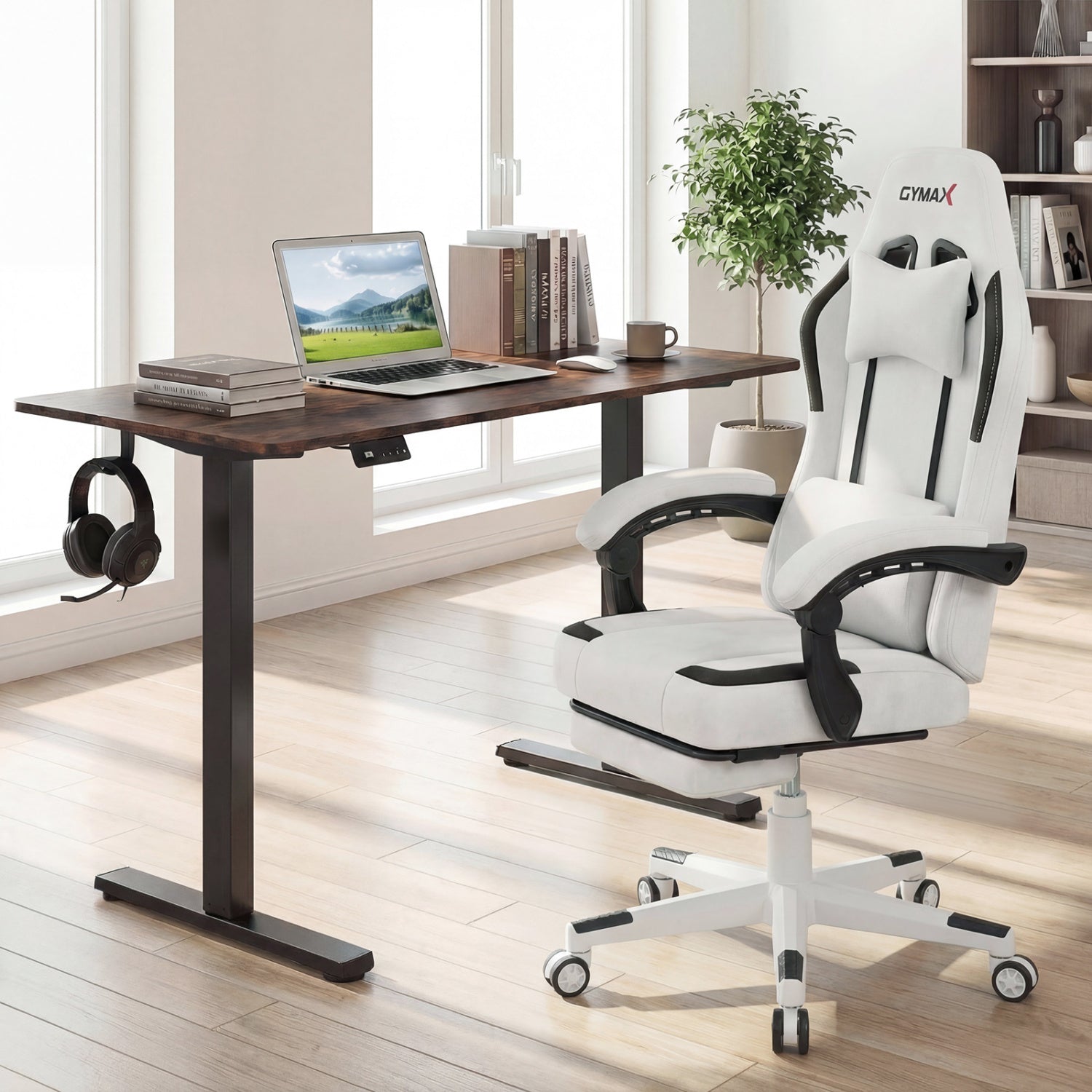 Ergonomic Video Game Chair With Headrest, Gray Gaming Chairs at Gallery Canada