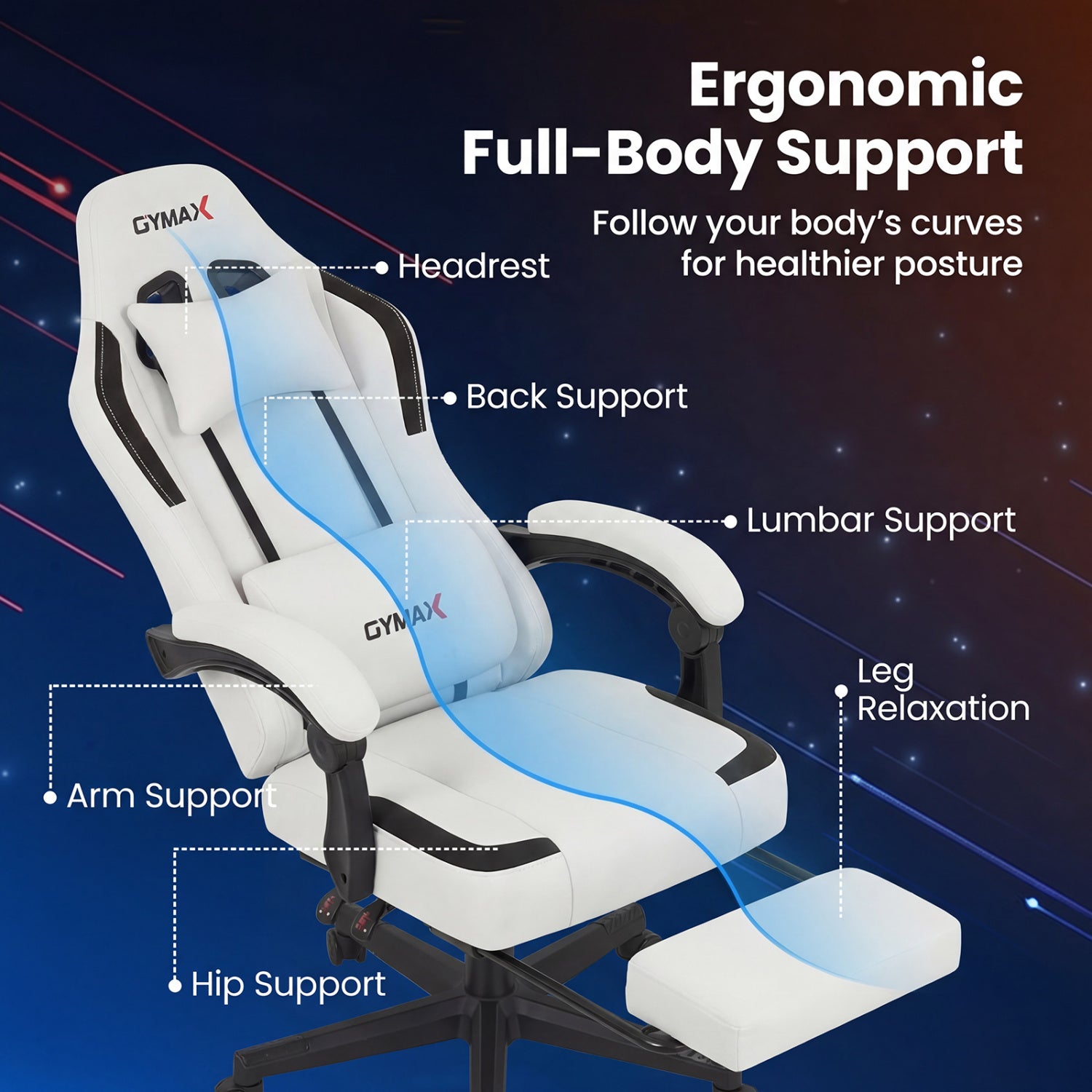 Ergonomic Video Game Chair With Headrest, Gray Gaming Chairs at Gallery Canada